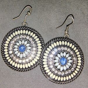 Boho Silver and Blue Dangle Earrings